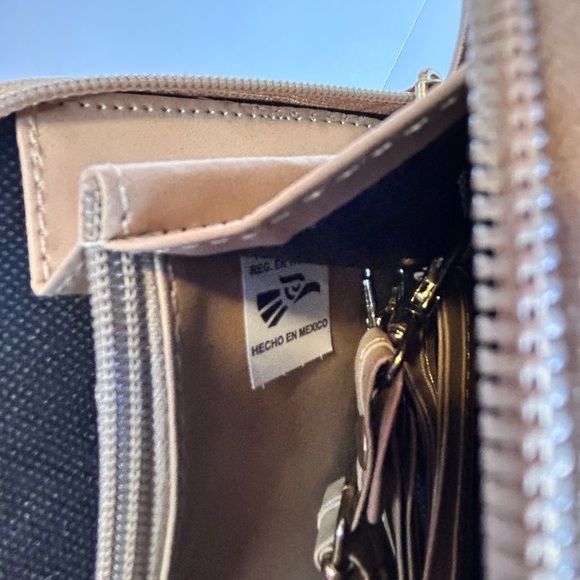 Cowhide Crossbody Wallet- hand-Tooled Mexican Hand Bag- Cowhide - Leather (B) - Picture 10 of 11